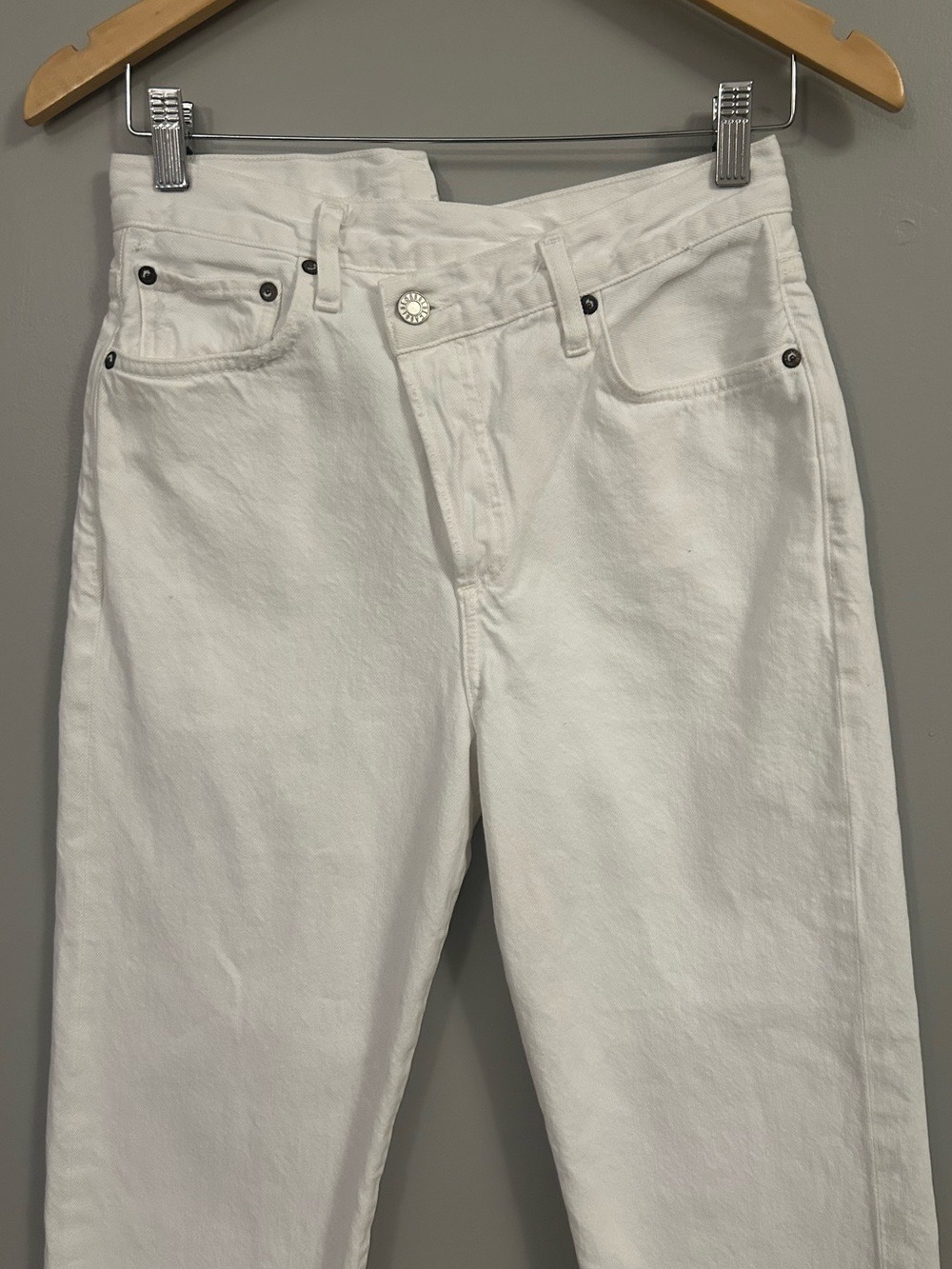 Agolde Criss Cross Size 26 White High-Rise Straight Leg Jeans - Picture 5 of 16